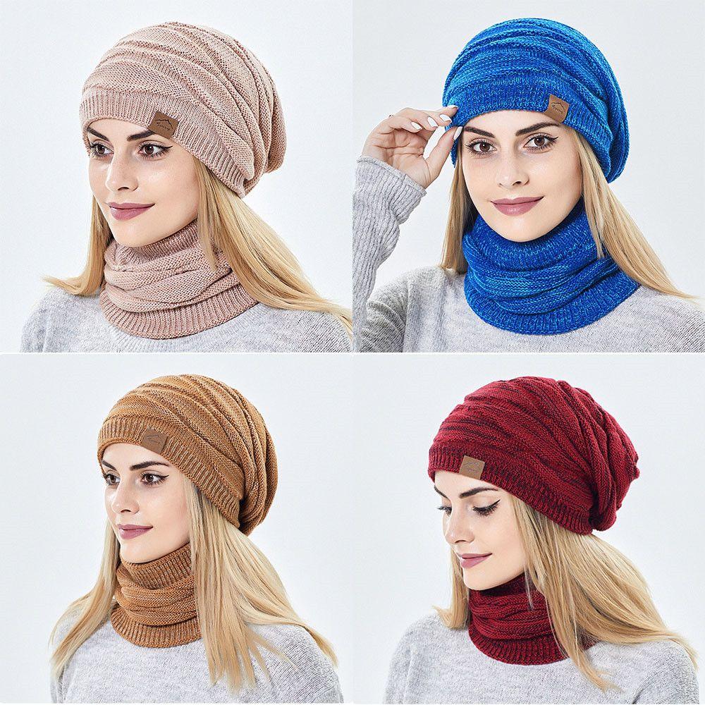Keep Warm Women Men Wool Winter Hats Scarf Set Hedging Caps Millinery Beanies Caps