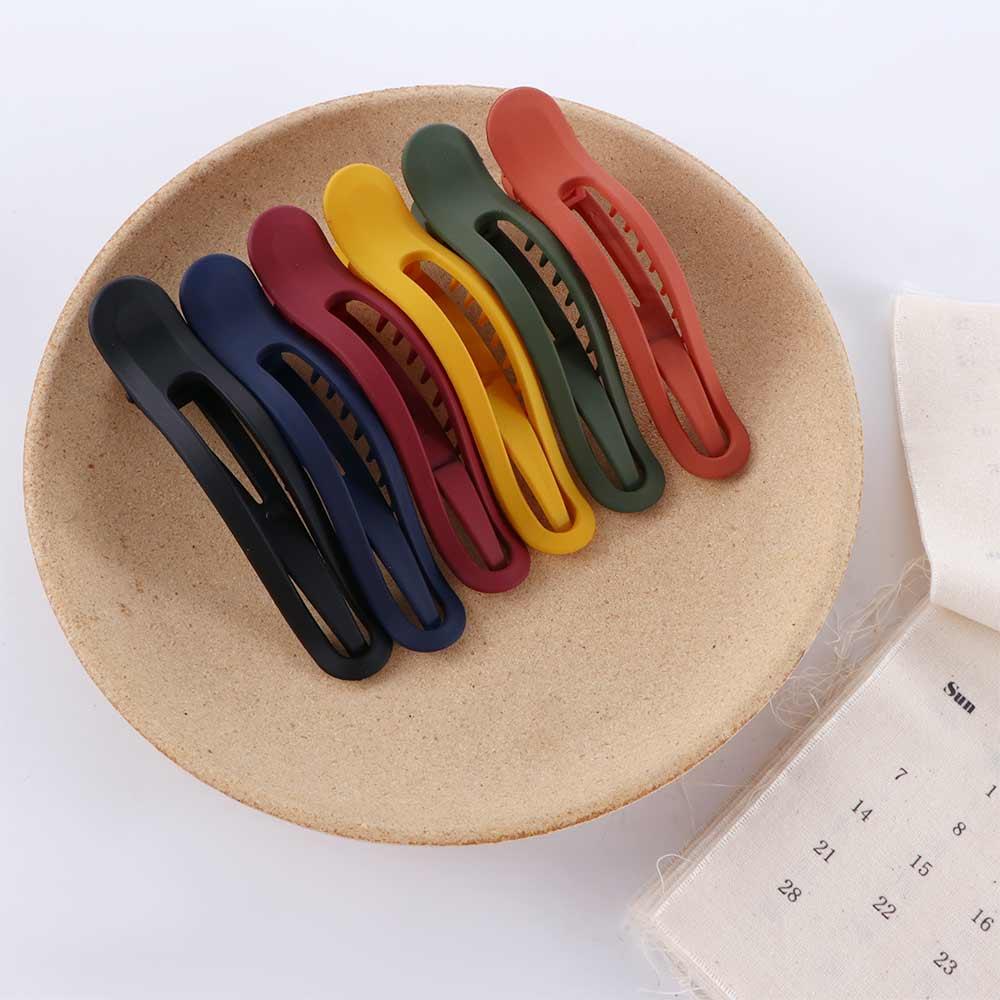 Simple Wild Women Girls Seamless Candy Color Hair Claw Duckbill Clip Plastic Face Wash Hairpin