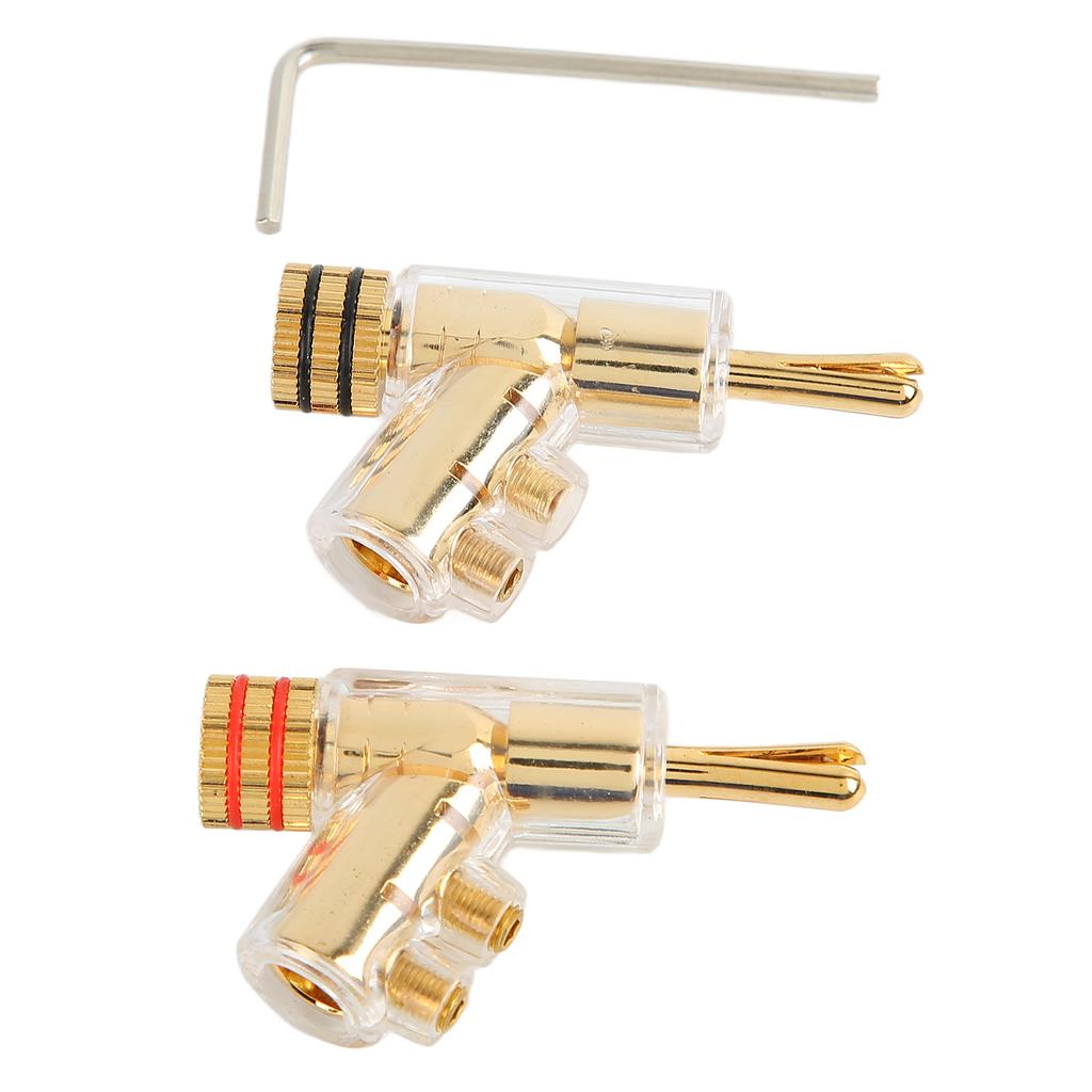 1 Pair Locking Banana Plugs Copper Gold Plated Solderless Speaker Locking Banana Connectors for Speaker Wire