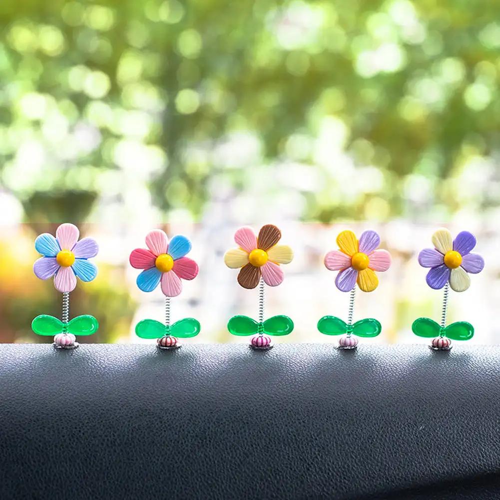 5 шт. мультяшный автомобильный интерьер качающаяся голова красочный цветочный орнамент украшение весенний качающаяся голова подсолнухи декор двусторонний скотч