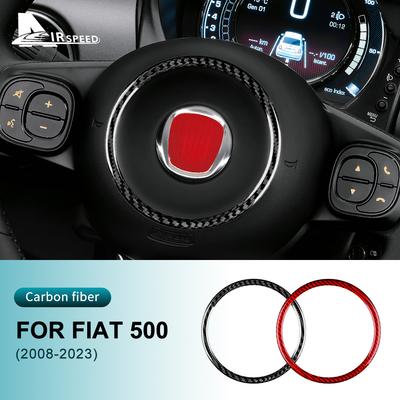 Наклейка из настоящей твердой углеродной фибры для Fiat 500 Abarth 595 695 2008-2021 2022 2023, центр рулевого колеса, аксессуары для интерьера автомобиля