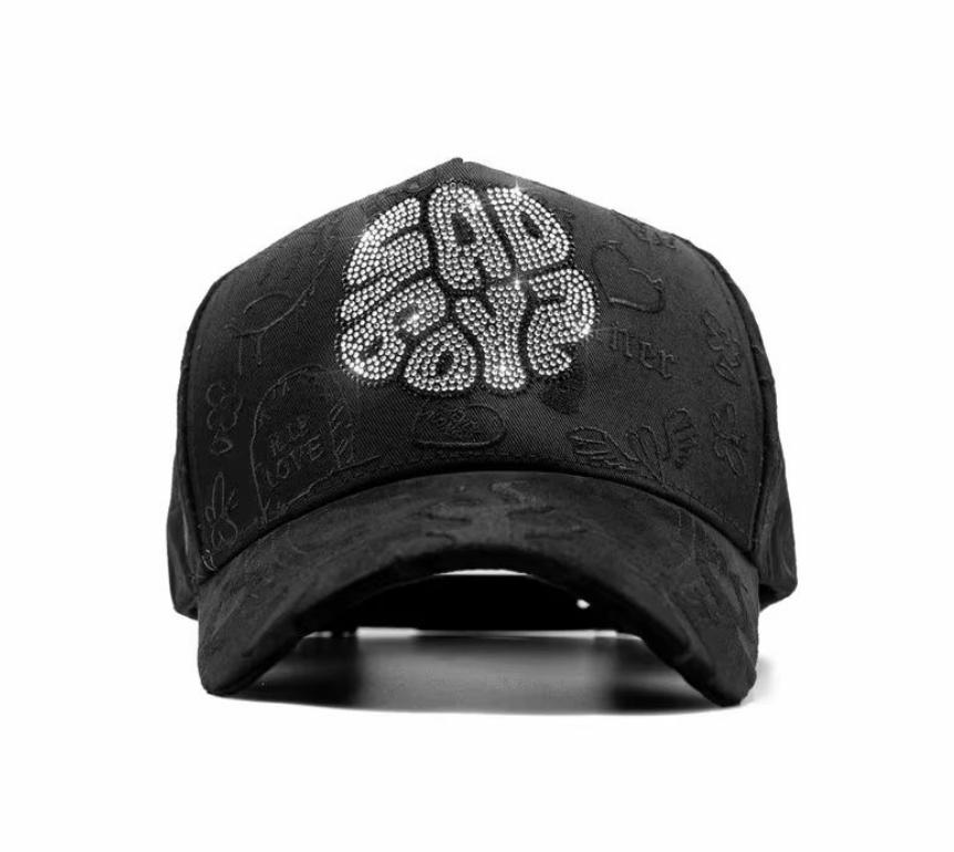 High Quality 5-Panel Curved Brim Baseball Cap with Rhinestone Embellishments Terry Fabric Dobby Style-Sporty Unisex Adult Hat