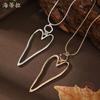 New Hollow Geometric Love Long Pendant, Women's Simple Hollow Heart Long Necklace