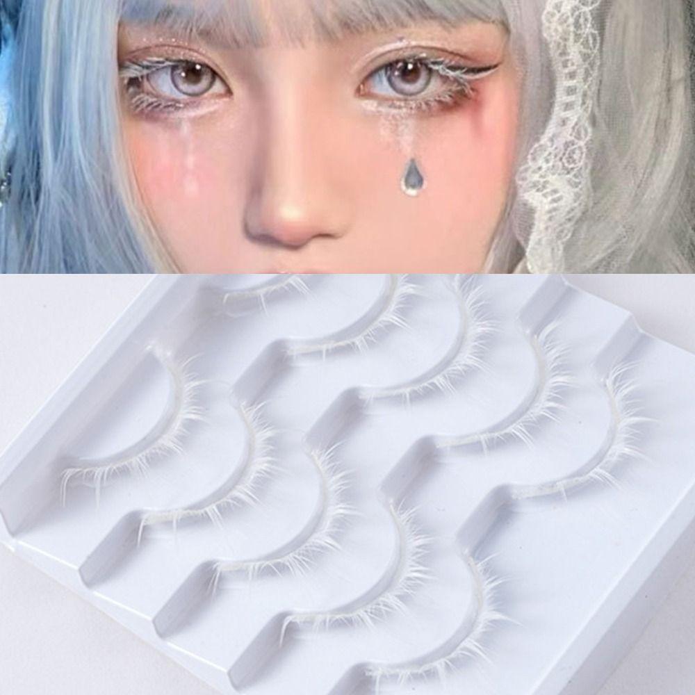 Japanese Style 3D Upper Lashes White Manga Lashes  for Halloween Party Stage Masquerade
