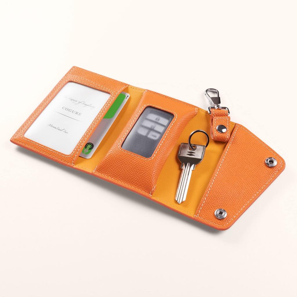 Cogure Smart Key Genuine European Embossed Transparent Smart Key Card Gift Box Orange [COGURE] Case, Leather, Leather, Window, Holder, Slot, Included,