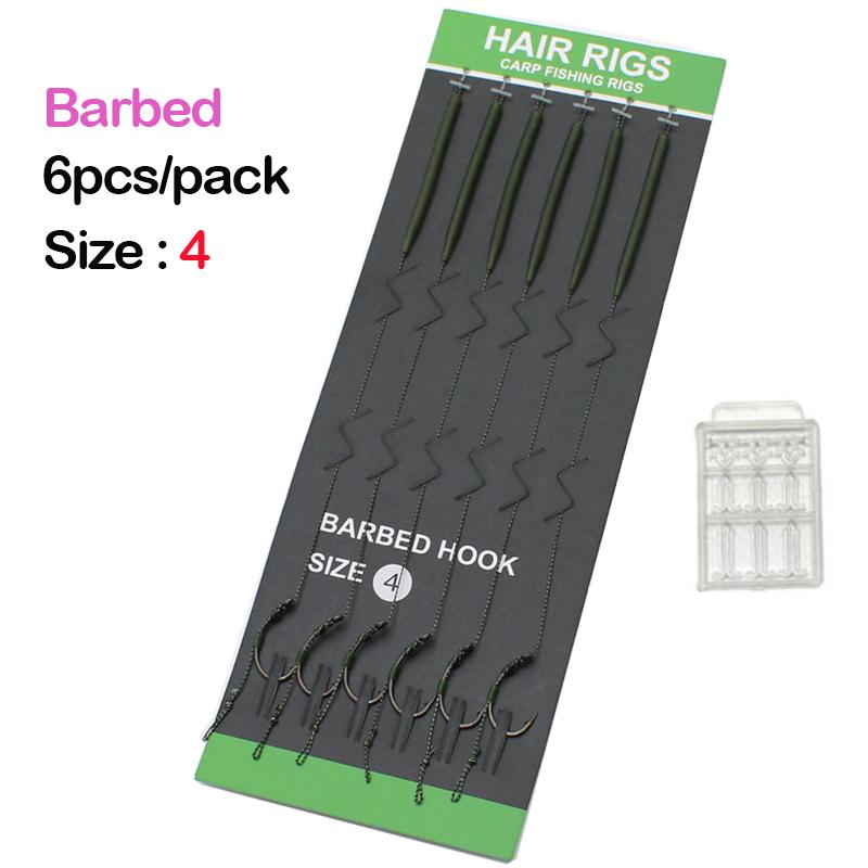 6 шт. рыболовная оснастка для ловли карпа, рыболовный крючок с зазубринами/без зазубрин, с защитой от запутывания лески, поворотный механизм QC, размер 2/4/6/8 для рыболовных снастей