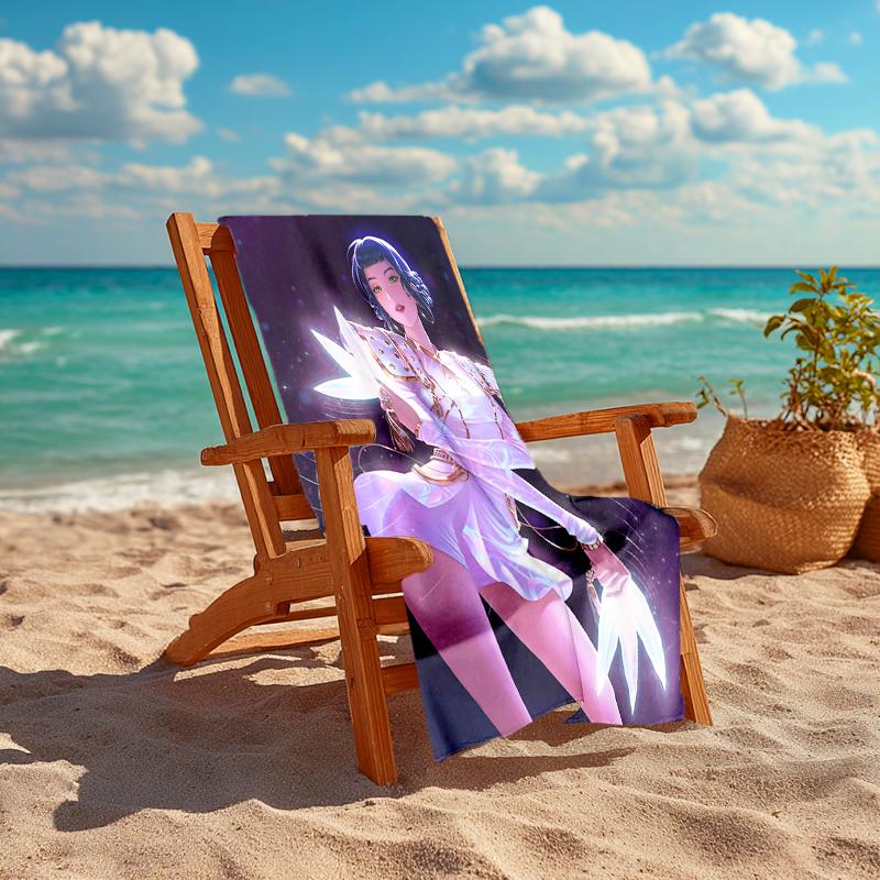 1pc KPop Demon Hunters ZOEY1 Beach Towel, Comfortable and Thick, and Swimming/Bath/Picnic/Camping Towel, Suitable for Seaside Beaches