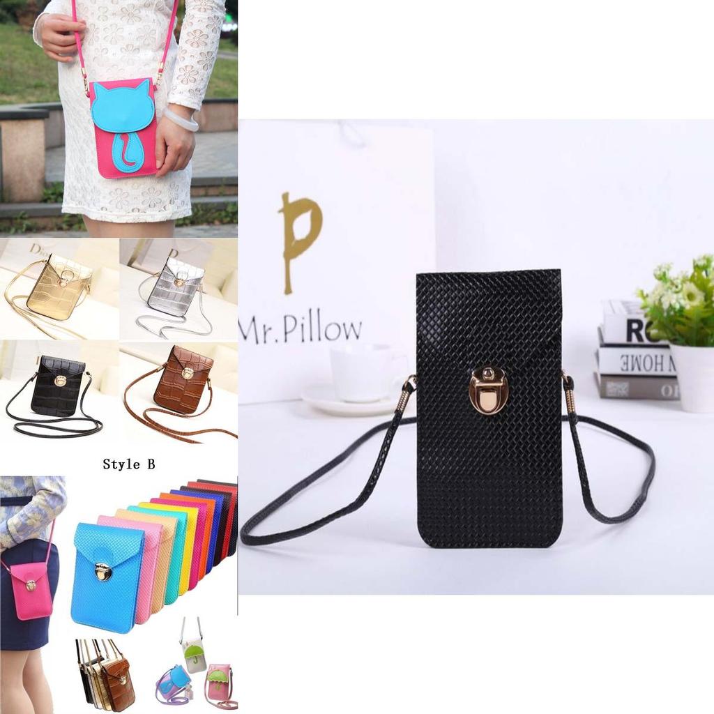Classic Leather Women Cell Phone Wallet Pocket Purse With Shoulder Bags