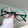 Chinese Style Retro Floral Print Anti Blue Light Eyeglasses Men Women Fashion Large Round Frame Leopard Eyeglasses
