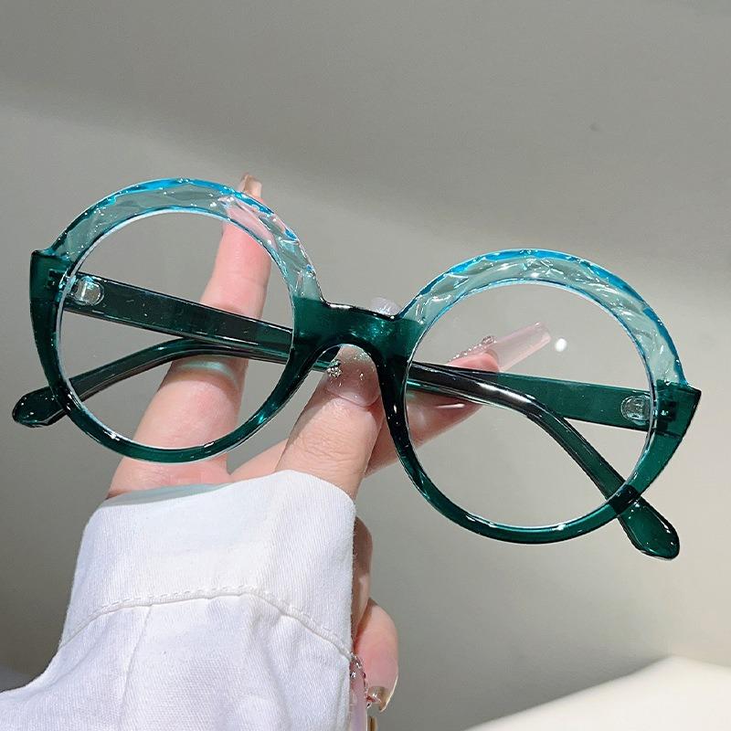 Chinese Style Retro Floral Print Anti Blue Light Eyeglasses Men Women Fashion Large Round Frame Leopard Eyeglasses