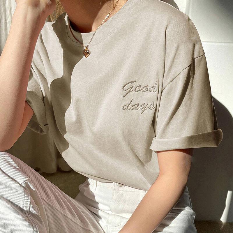 Модная женская креативная однотонная футболка с буквенным принтом, забавная повседневная футболка с круглым вырезом и короткими рукавами, летняя женская футболка