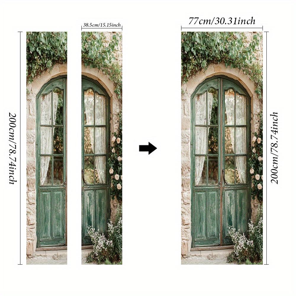 Rustic Green Wallpaper Self Adhesive Door Mural Removable Vinyl Home Decor Art Decal Wooden Scenery Wall Poster Stickers Porte Deursticker