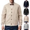Men'S Solid Color Fashionable Cardigan Buckle Knit Casual Jacket