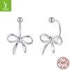 Bow Plain Silver Stud Earrings Women'S Simple Classic Design S925 Sterling Silver Threaded Stud Earrings