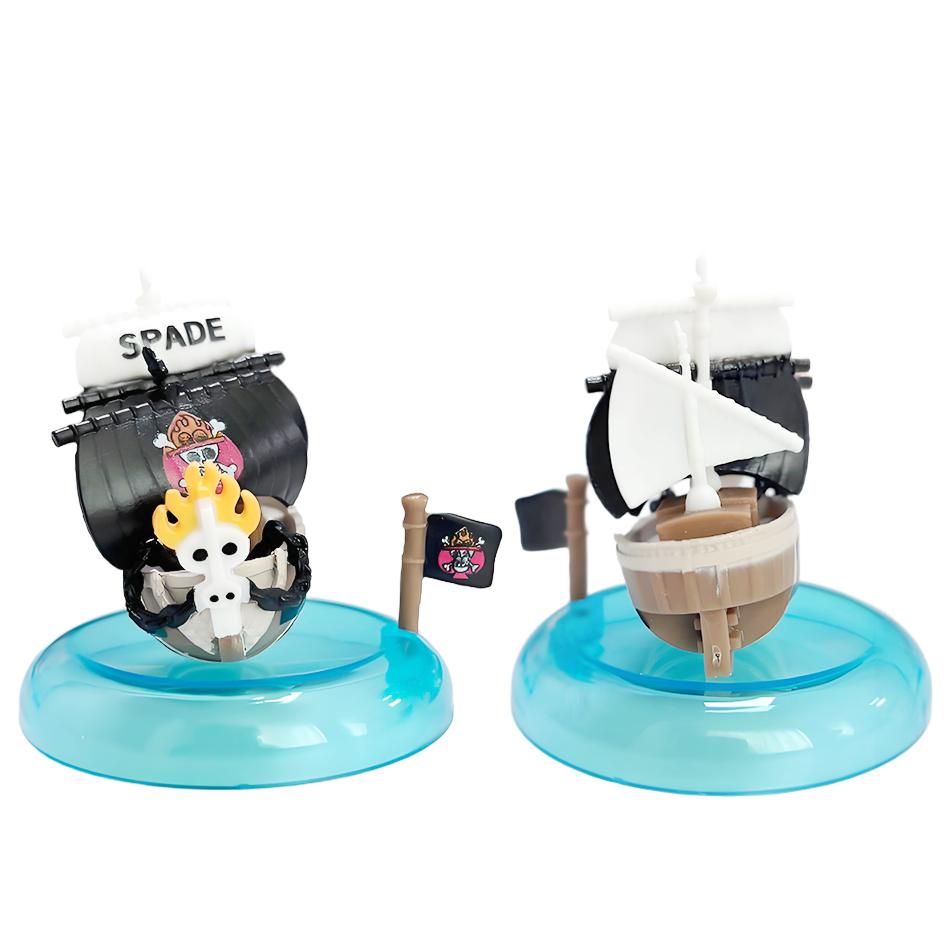 One Piece blind box 1-8pcs Anime Ship Figure Luffy Model Toy kawayi Mini Boat Pirate Ship Navy Going Merry Boat Assembled Model