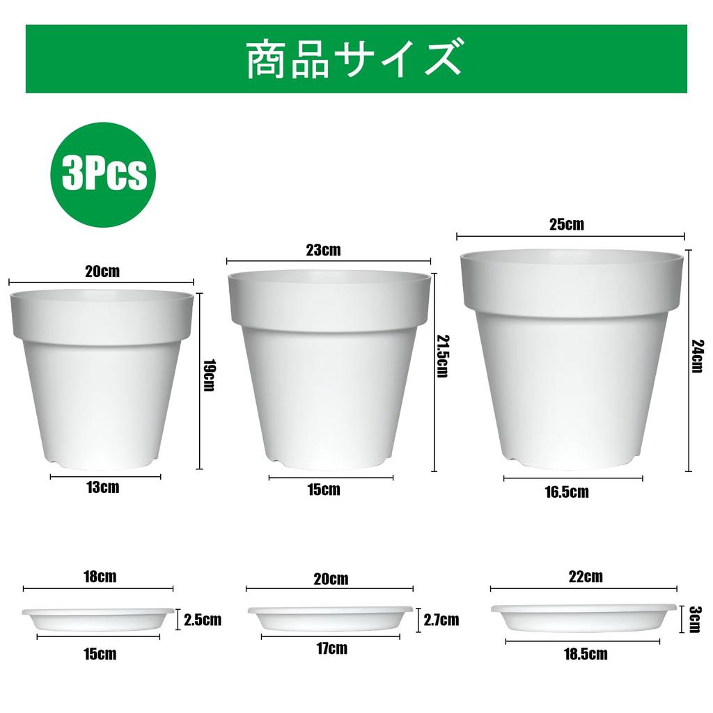 RooTrimmer Набор горшков со стильным суккулентом агавы Пластиковый горшок с дренажным отверстием для комнатных растений 7 3-компонентных поддонов, кашпо, горшок, (нет. нет. 7,5