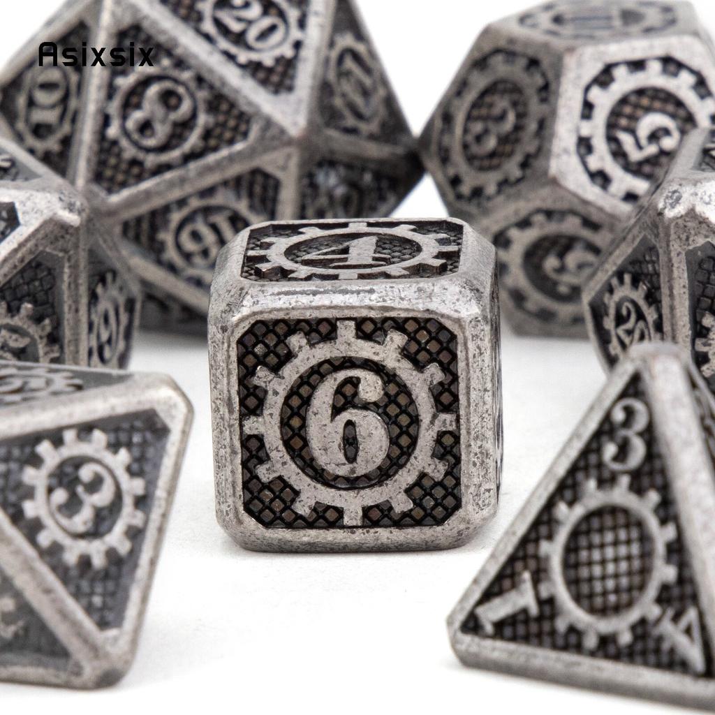 7 шт., черные шестерни, металлические кубики, набор твердых металлических многогранных кубиков, подходящий для ролевой игры, настольной игры, карточной игры