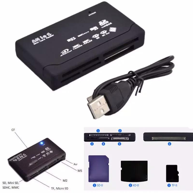 Универсальный мини-кардридер USB 2.0, Многофункциональный кардридер, 480 Мбит/с, Tf, M2, Xd, Cf, Micro Sd