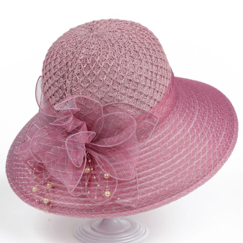 Hat Ladies temperament mesh flower bucket hat New outdoor sunscreen visor hat Big brim basin hat