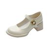 Sweet French thick heel shallow mouth Mary Jane shoes women's 2025 early spring new one-word with round head high heel single shoes versatile