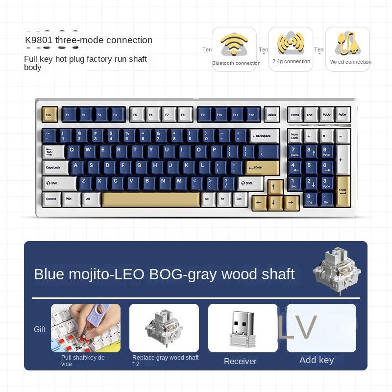 МЧОЗЕ K980: Полностью настраиваемая механическая клавиатура с возможностью горячей замены клавиш, беспроводным Bluetooth и трехрежимной игровой клавиатурой