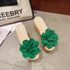 Fashion Women Wedge Slippers Summer Beach Platform Shoes Flower Peep Toe Female Sandals Soft Comfortable Thick Sole Ladies Slides