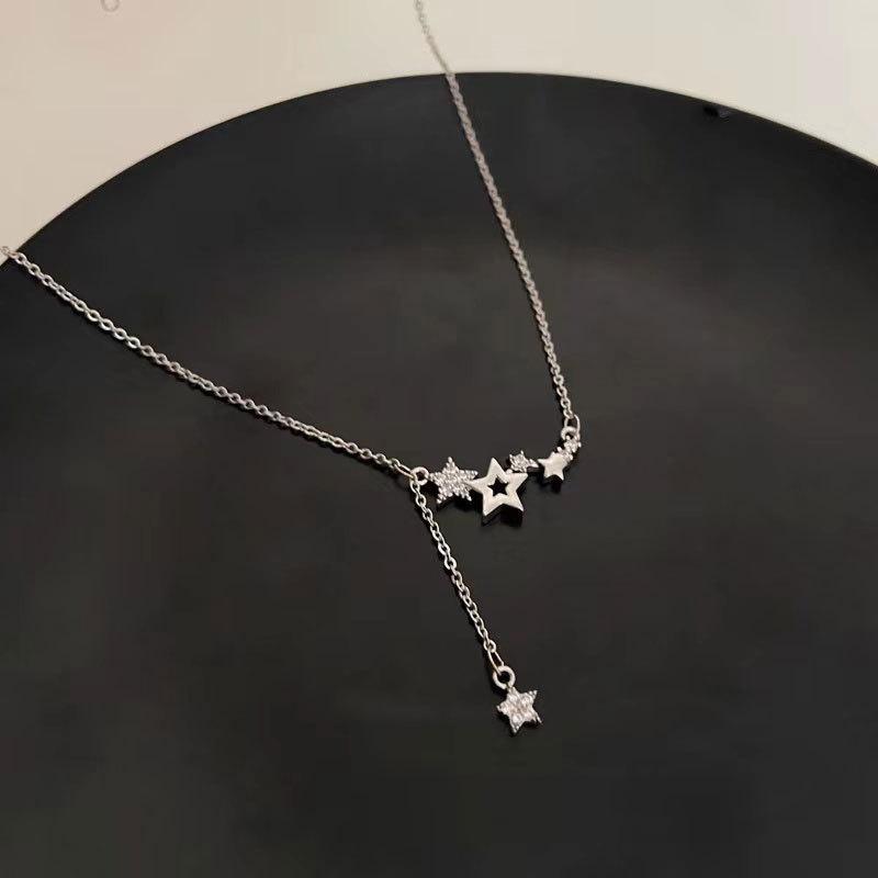 Star Tassel Necklace, Women's Flash Diamonds, Zircon Temperament, Versatile Ins Style, High-end Design, Necklace Accessories, Women