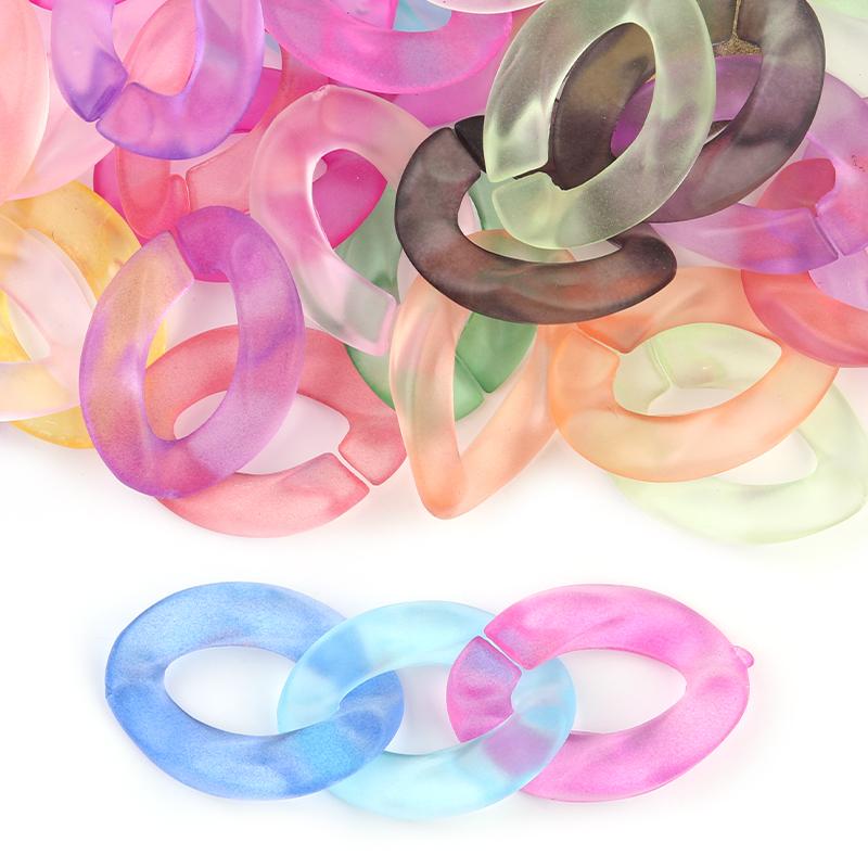 20pcs Ins Retro Rainbow Buckle Acrylic Long Chain Beads For Men Women Curb Cuban Link Jewelry Making DIY Bracelet Necklace