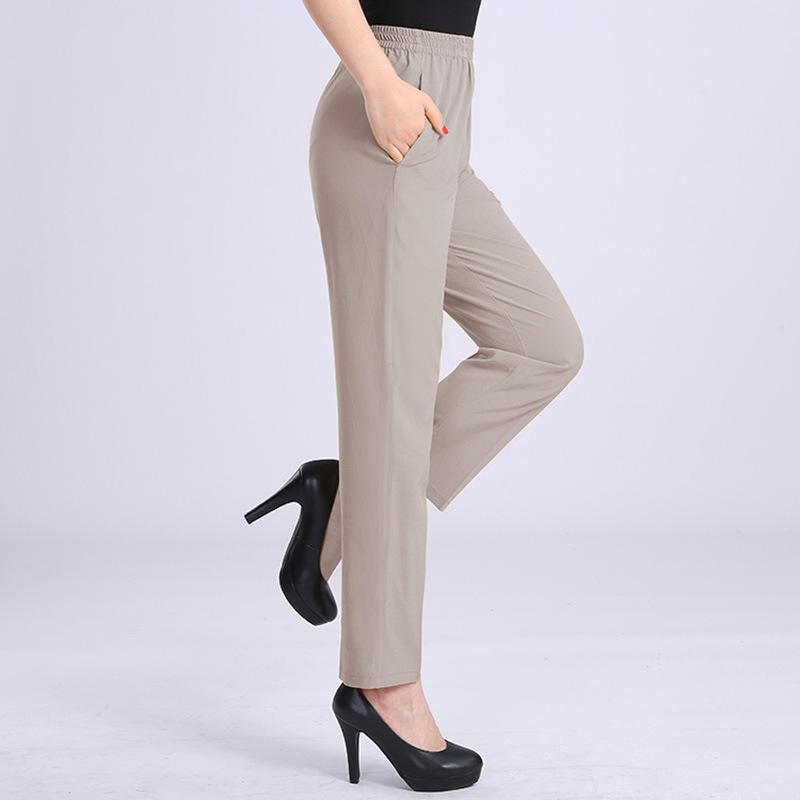 Женские брюки, повседневные брюки, летние тонкие и свободные женские девятые брюки из искусственного шелка