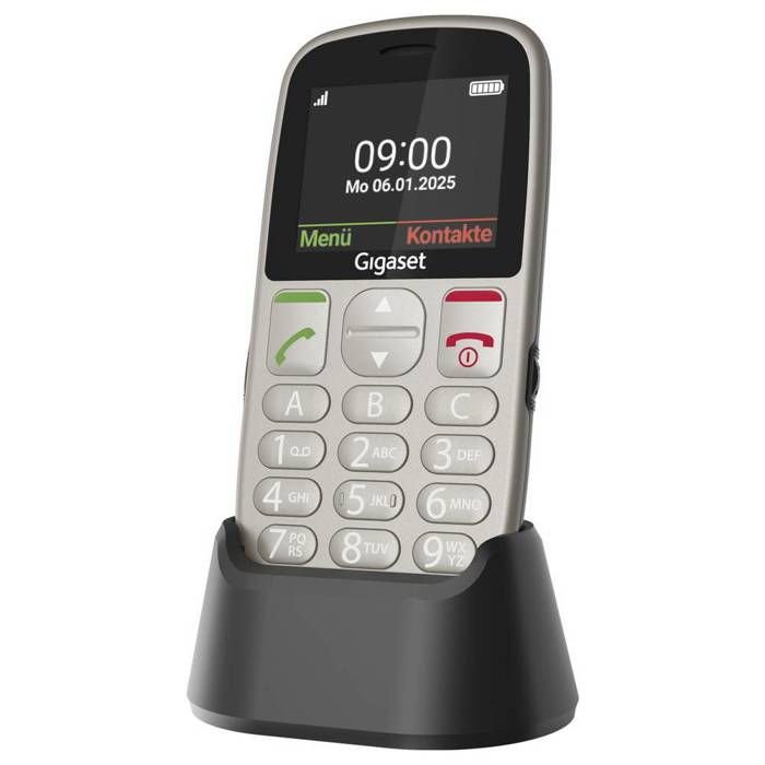 Gigaset GL395 Téléphone portable Touche SOS, protégé contre les projections d'eau, protégé contre la poussière argent