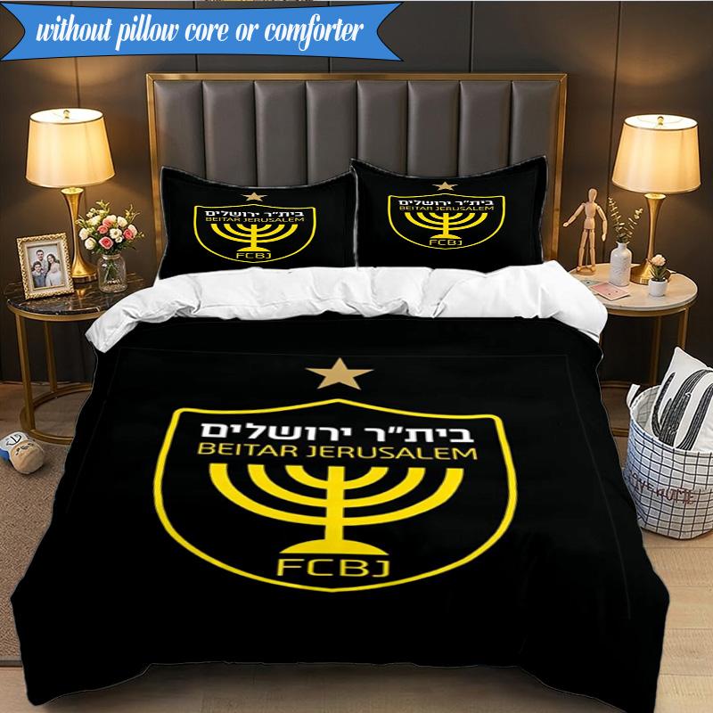 3PCS Beitar Jerusalem Football Club Printed Soft Bedding Set,Including 1pc Duvet Cover And 2pcs Pillowcases Perfect for Bedroom, Dormitory, Fan gift
