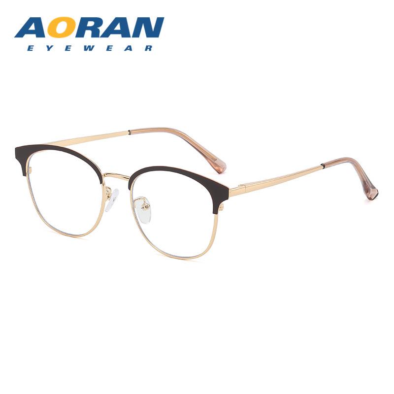 Мужские полуободковые очки для близорукости с защитой от синего света, с металлической оправой, для студентов