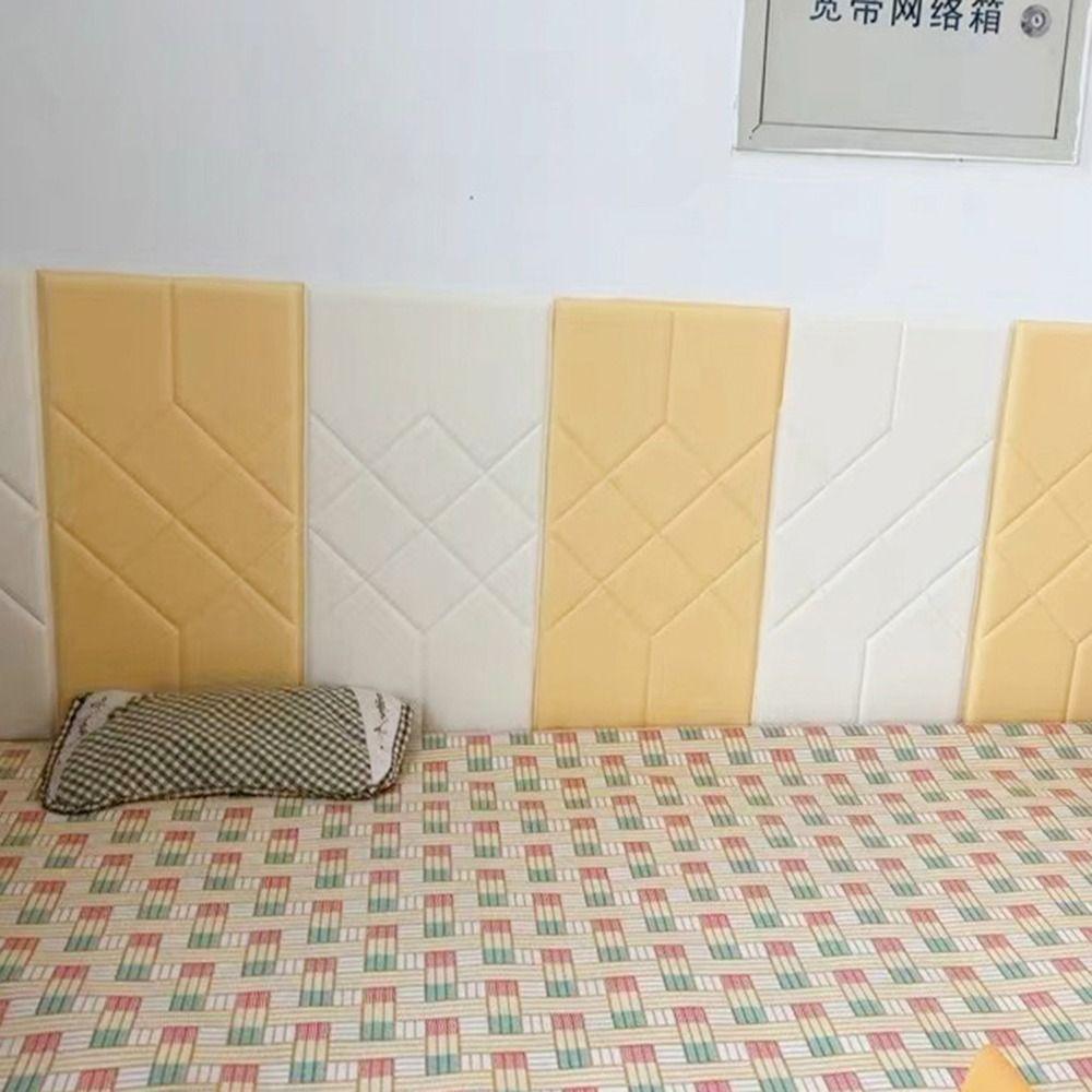 Tatami 3D Wall Stickers Anti-collision Rectangular Wallpaper Waterproof Self-adhesive Headboard Bed Soft Bag