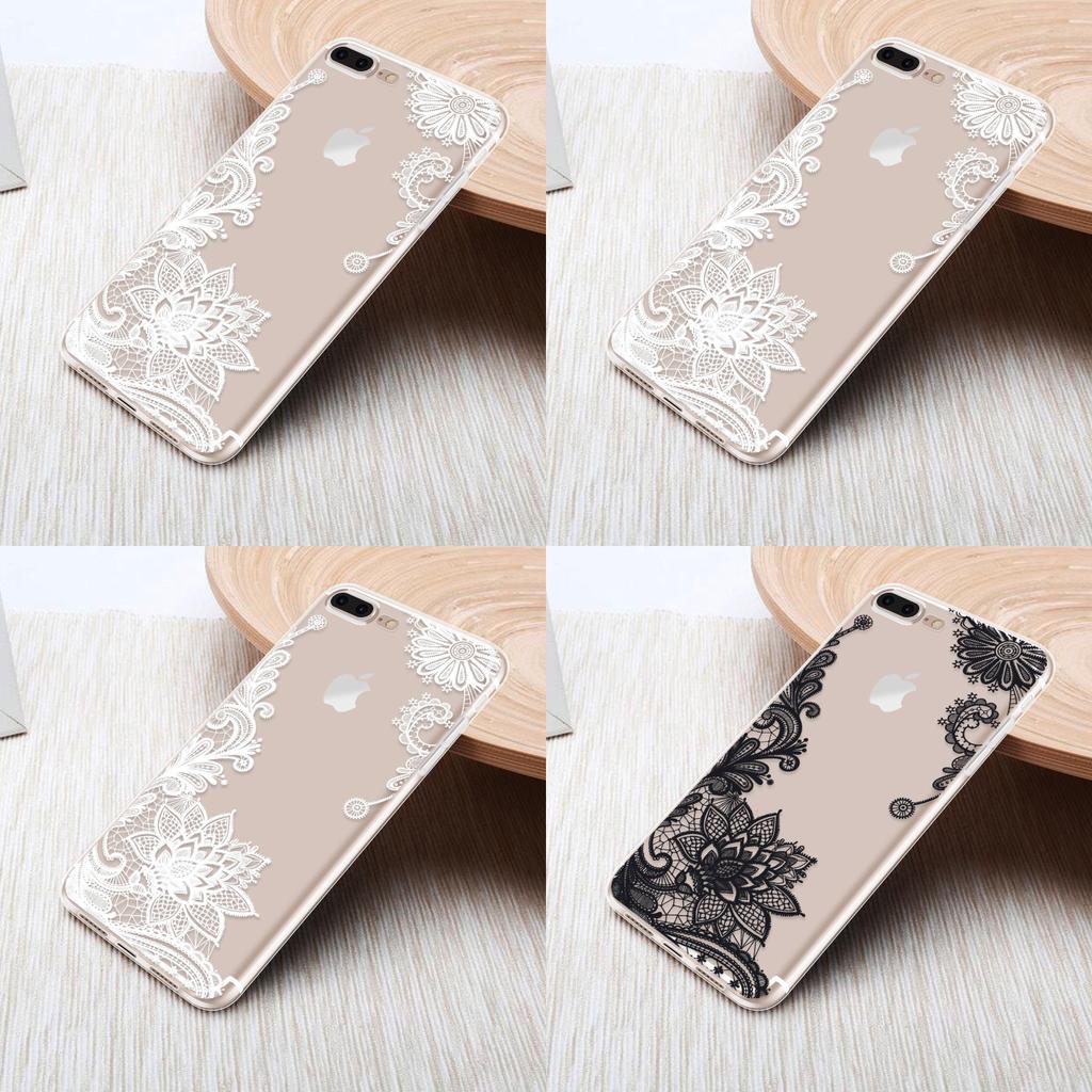 Lace Flower Slim Clear Soft Silicone Case Cover For Iphone X 6s 7 Plus 8