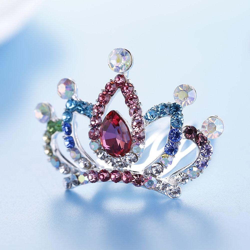 Kids Gift Hairpin Princess Hairclip Hair Jewelry Crystal Rhinestone Flower Tiara Crown Hair Comb