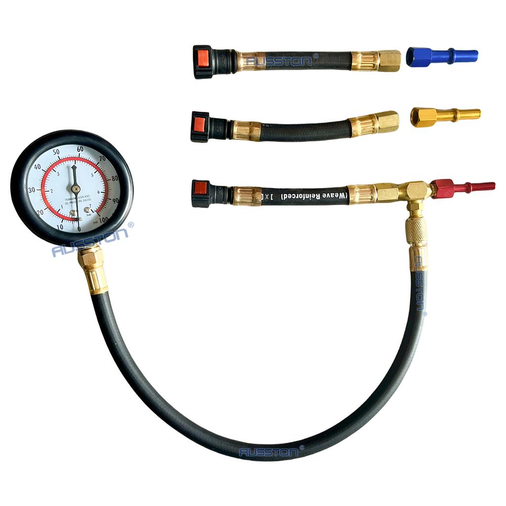 Quick Connection Fuel Pressure Tester Gauge Tools Kit 0-100 PSI with 9.49, 7.89, 6.30 Fuel Line Suitable for More Car RV Engine