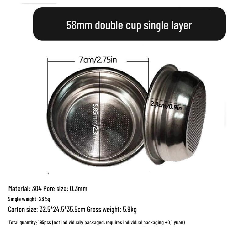 Stainless Steel Coffee Powder Bowl Filter: Single/Double 51, 58 & 53 Blind Bowl Options