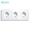 BSEED Single EU Socket Double Power Outlets Triple Electric Sockets Crystal Glass Wall Sockets White Black Gold Gray 16A