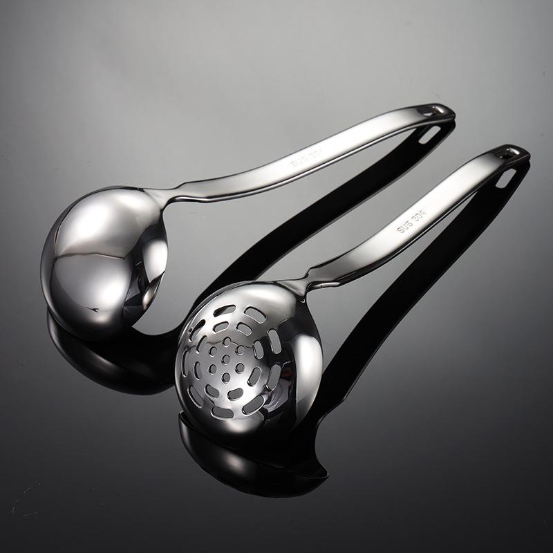 HANYANG 304 Stainless Steel Cloud Kitchen Series Soup Shell Leakage Spoon Thick Rounded Edge Mirror Polished Hot Pot Spoon Soup Ladle