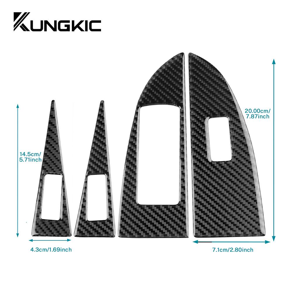 Real Soft Carbon Fiber For Seat Leon 2005 2006 2007 2008 2009 2010 2011 2012 Car 4-Door Window Button Panel Sticker Accessories