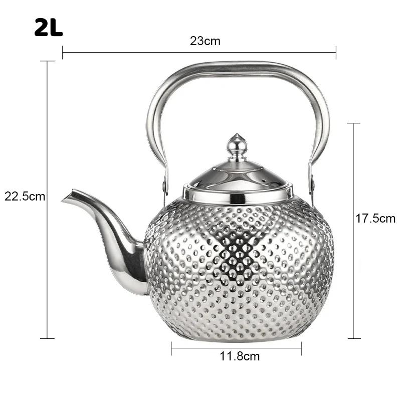 Чайник из нержавеющей стали 1,2/1,5/2 л, серебряные, золотые чайники, посуда для напитков, кованый сферический чайник, индукционная плита, чайники