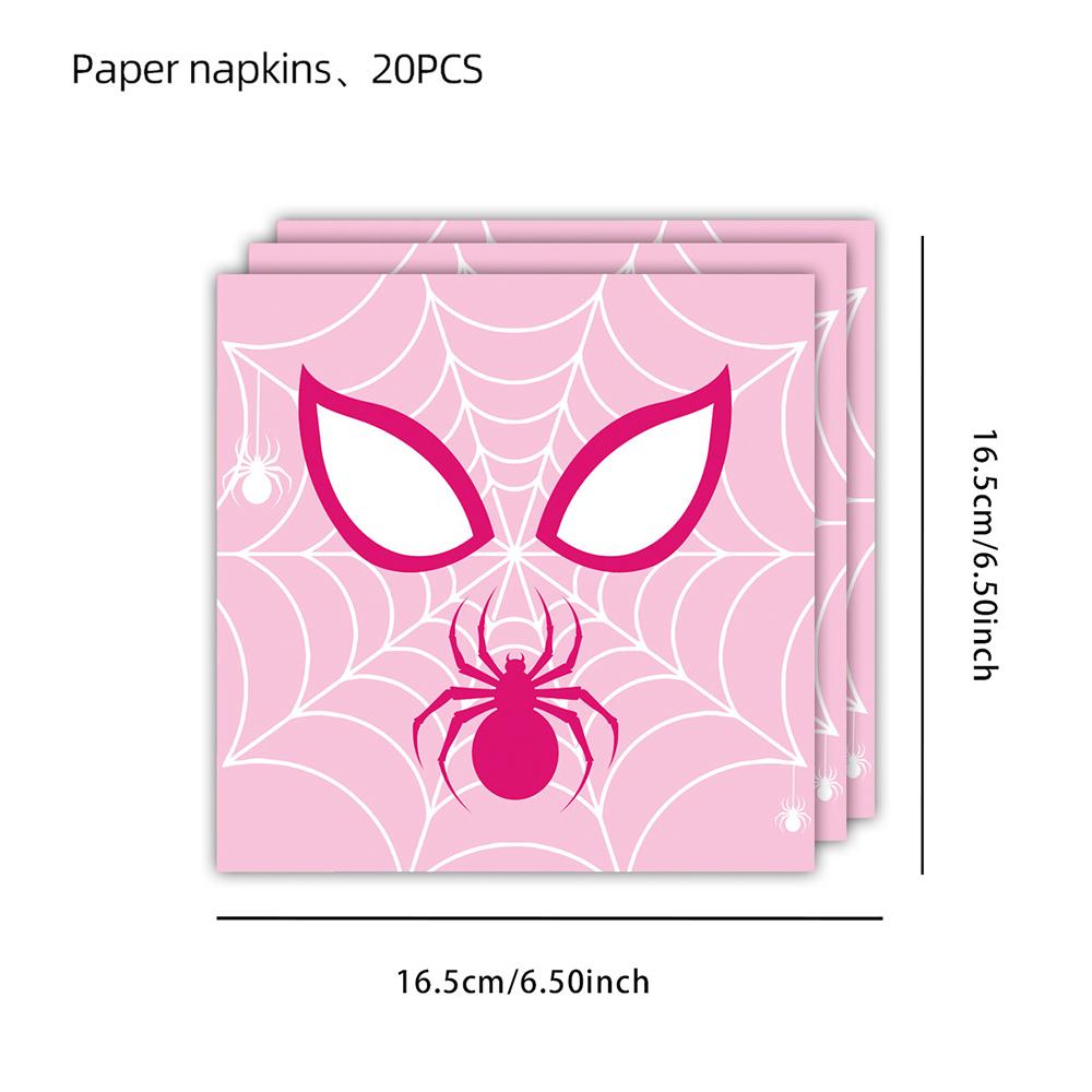 51Pcs Pink Spider Party Supplies Tableware Set w/ Tablecloth Plates Cups Napkins