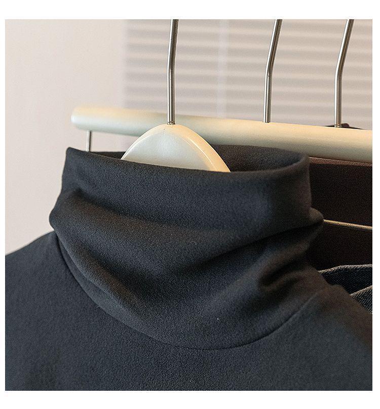 Женский топ большого размера из немецкого бархата с кружевом, длинный рукав, высокий воротник - Стройнящая осенне-зимняя верхняя одежда