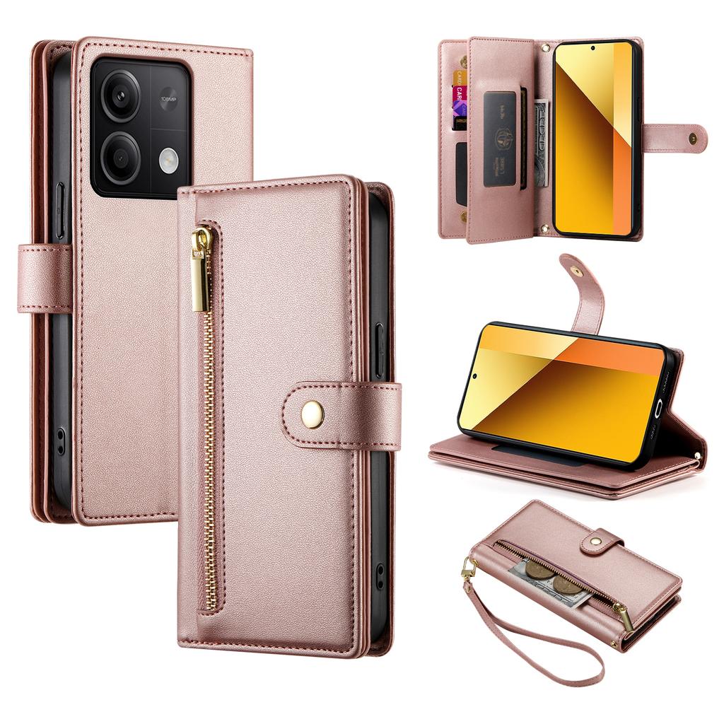 DF-011 For Xiaomi Redmi Note 13 5G Case Zipper Wallet Crossbody Leather Phone Cover