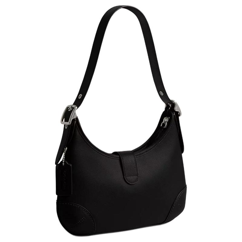 COACH Hamptons 27 Adjustable Handle Built-in Card Slot Leather Hobo Bag Hand Shoulder Bag Large Women's Black