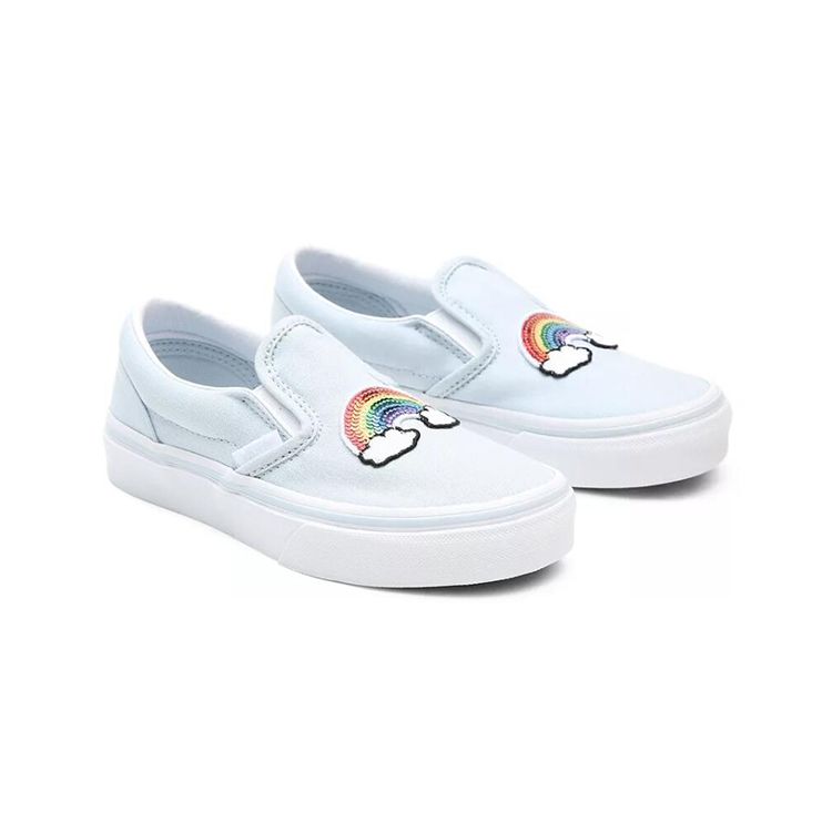 Vans Кеды детские низкие Slip-On Series, светло-голубые с радугой, VN0A4BUT34C