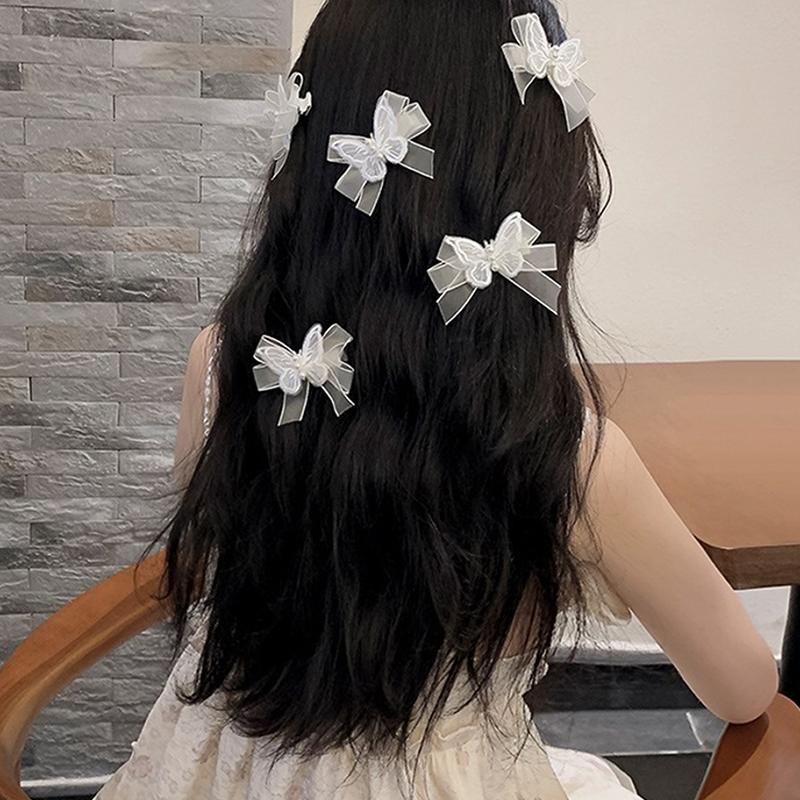 2 шт. сказочные белые прозрачные кружевные бабочки заколки для волос для женщин милые жемчужные бабочки шпильки детские банты заколки для волос доступ