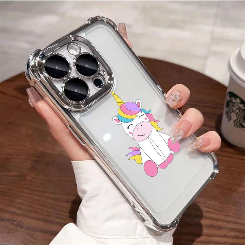 Unicorn with Rainbow Pee Cases For Samsung Galaxy A56 A55 A54 A52 A53 5G A36 A34 A35 A50 A73 A26 A25 A16 A06 Clear Phone Cover