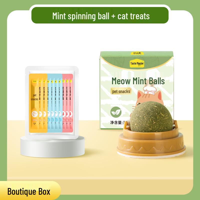 Catnip Ball Teasing Toy: Stick-on Self-Play, Boredom Relief, Lickable Molar Biscuit for Cats