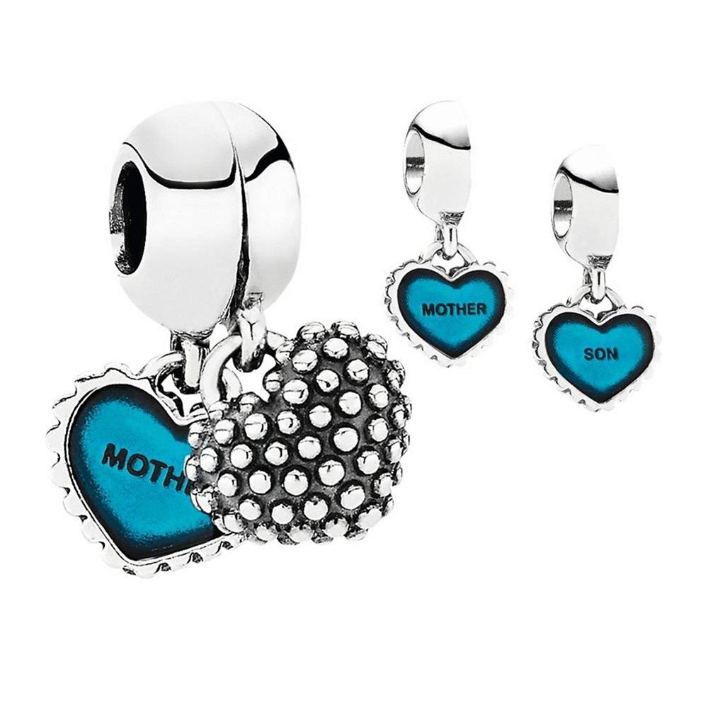 Семейный подвеска в форме сердца S925, серебряная серия «Любовь для мамы», подходит для женщин, браслет, аксессуары, «сделай сам», подарок на День матери